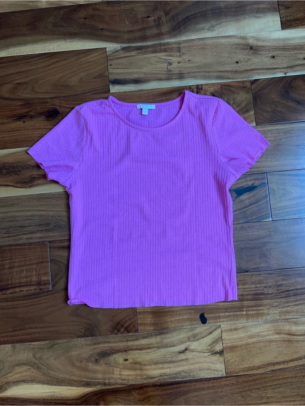 Women's Ribbed Short Sleeve Top - Pink